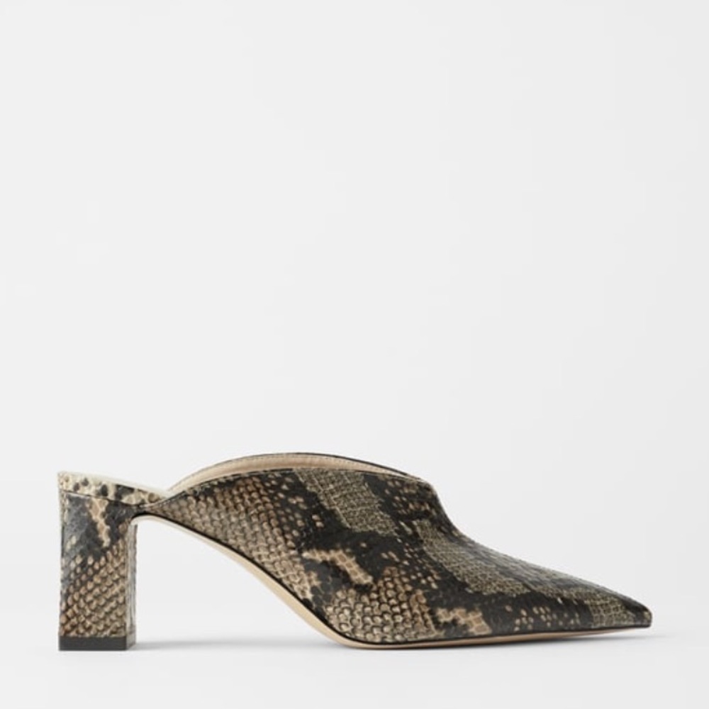 ZARA SNAKESKIN MULES SZ 40 US 9